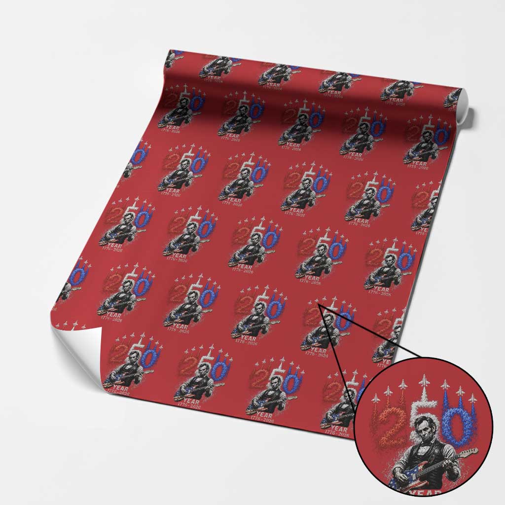 Vintage Abraham Lincoln Abe Lincoln Playing Guitar 250 Years Wrapping Paper Roll 1776 2026 Humor Patriotic