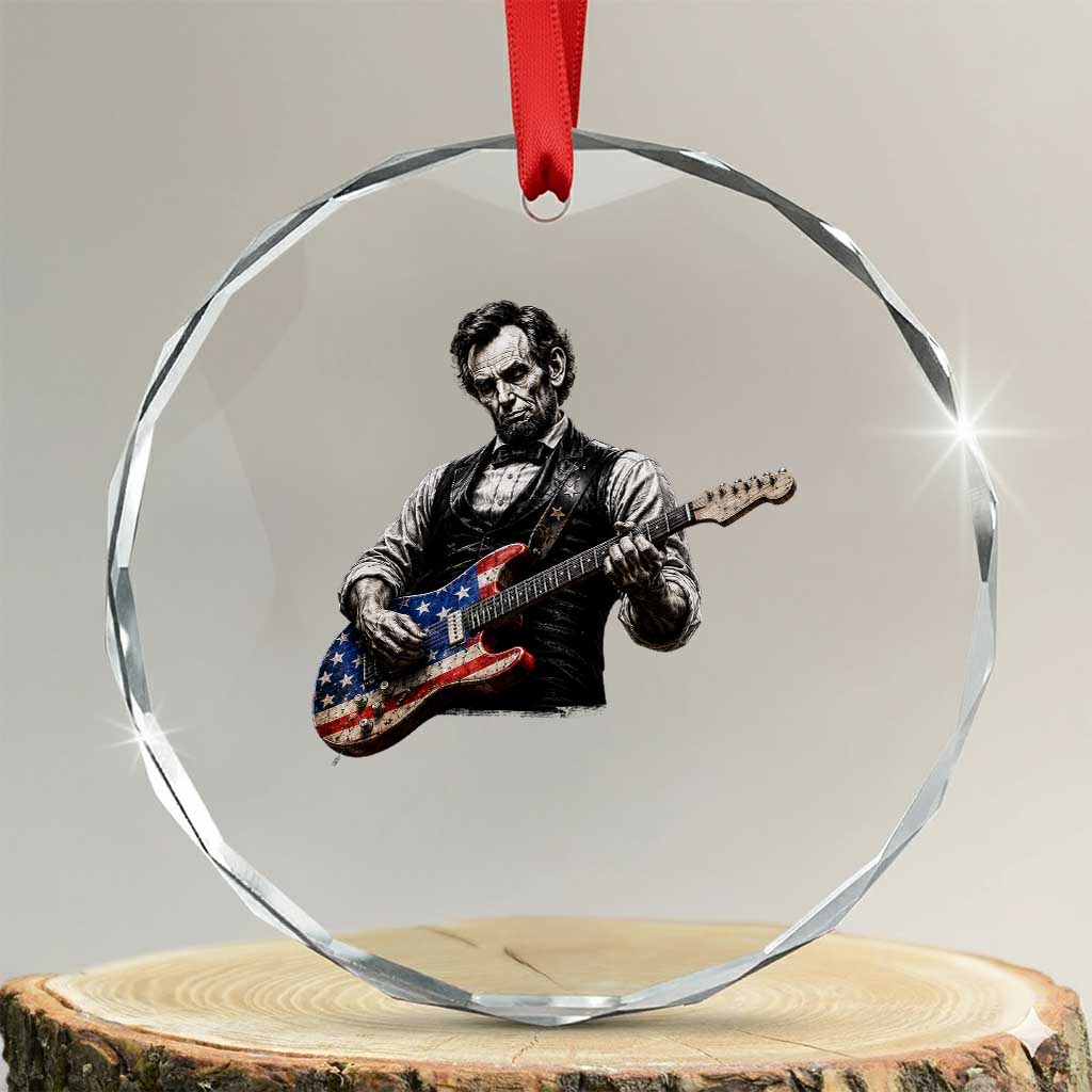 Vintage Abraham Lincoln Abe Lincoln Playing Guitar Crystal Glass Ornament Humor Patriotic