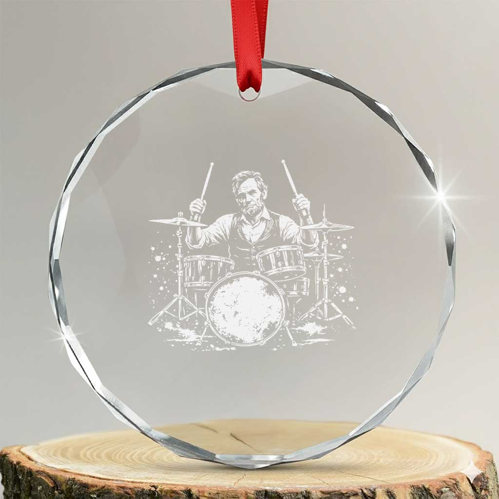 Vintage Abraham Lincoln Playing Drums Graphic Crystal Glass Ornament Abe Musician Patriotic Rockstar Drummer President