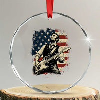 Vintage Abraham Lincoln Playing Electric Guitar Crystal Glass Ornament Patriotic Rocker Gift