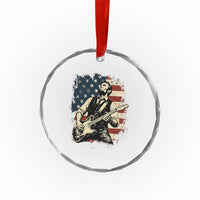 Vintage Abraham Lincoln Playing Electric Guitar Crystal Glass Ornament Patriotic Rocker Gift