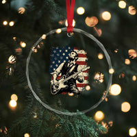 Vintage Abraham Lincoln Playing Electric Guitar Crystal Glass Ornament Patriotic Rocker Gift