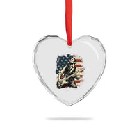 Vintage Abraham Lincoln Playing Electric Guitar Heart Crystal Glass Ornament Patriotic Rocker Gift