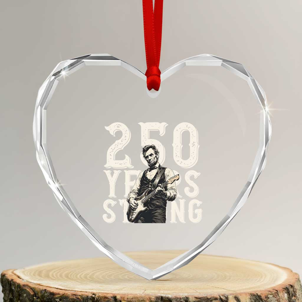 Vintage Abraham Lincoln Playing Guitar Heart Crystal Glass Ornament 250 Years Strong
