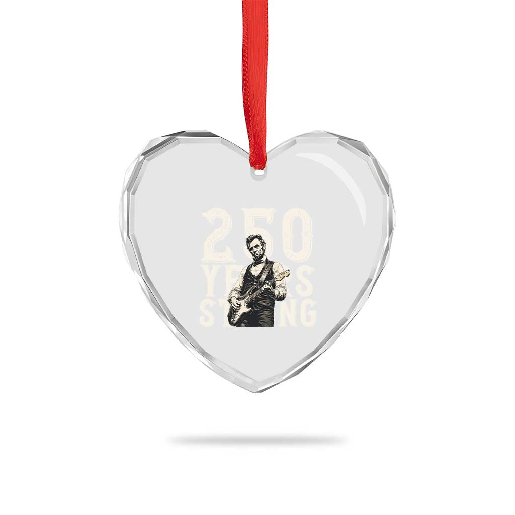 Vintage Abraham Lincoln Playing Guitar Heart Crystal Glass Ornament 250 Years Strong