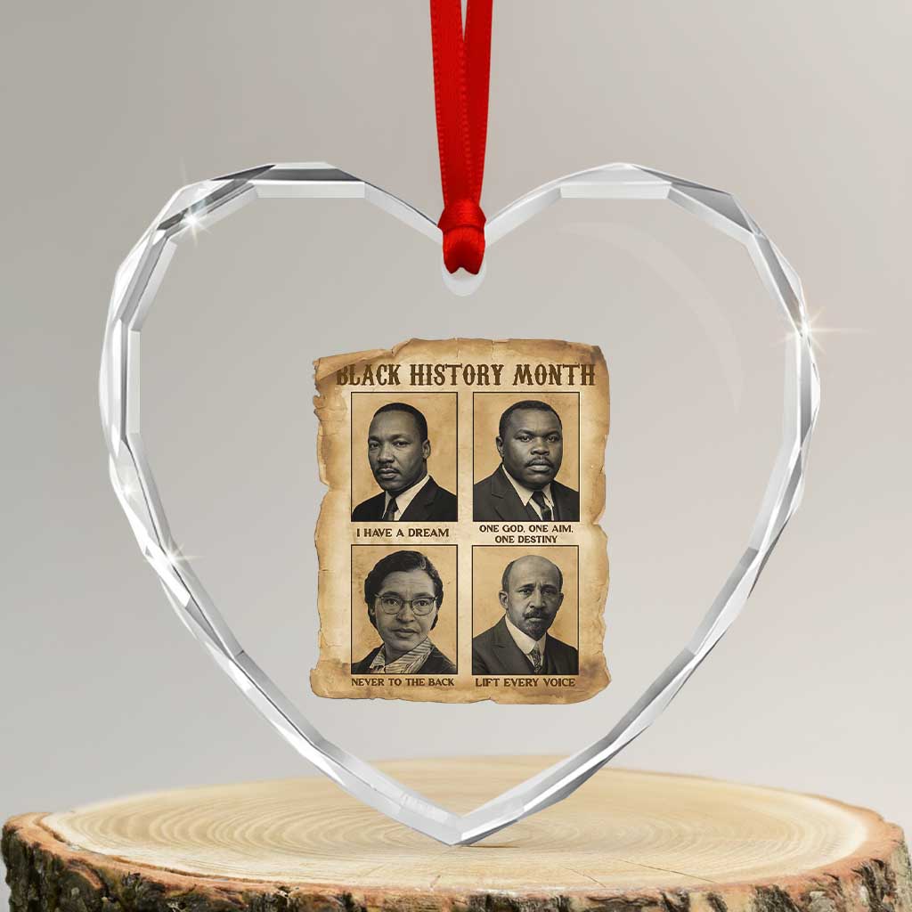 Vintage African American Heroes Heart Crystal Glass Ornament Black Pride Inspiration - Wonder Print Shop
