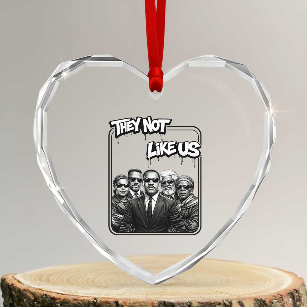 Vintage African American Heroes Heart Crystal Glass Ornament They Not Like Us