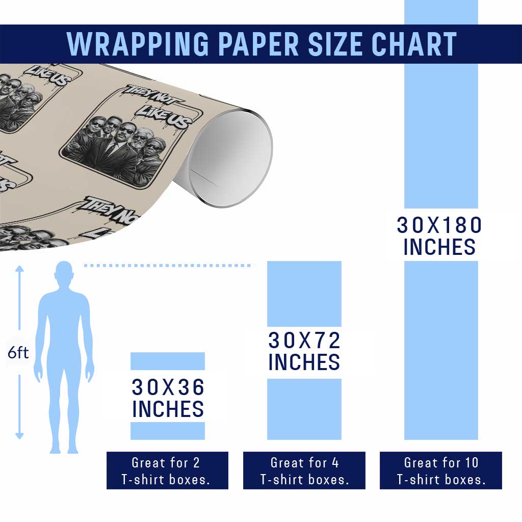 Vintage African American Heroes Wrapping Paper Roll They Not Like Us