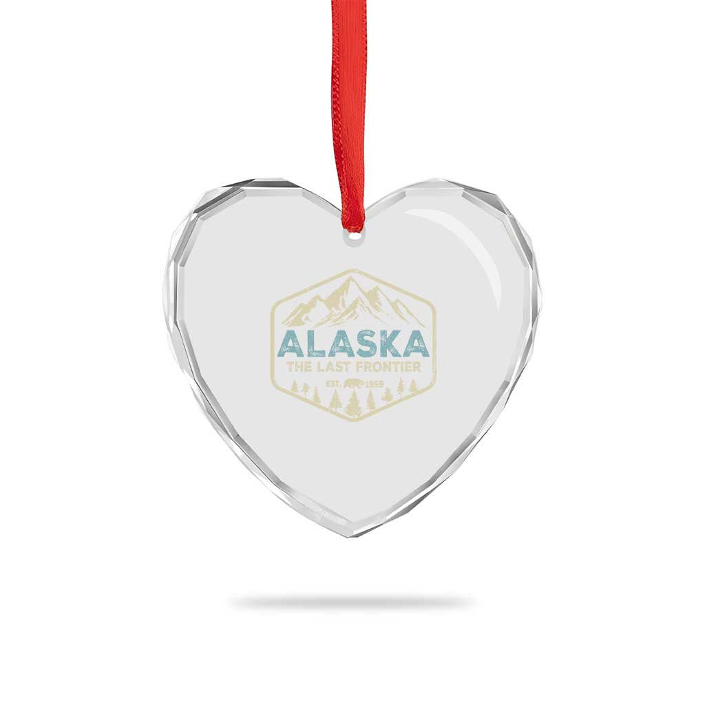 Vintage Alaska The Last Frontier Heart Crystal Glass Ornament Retro Alaskan Bear Mountain Souvenir - Wonder Print Shop
