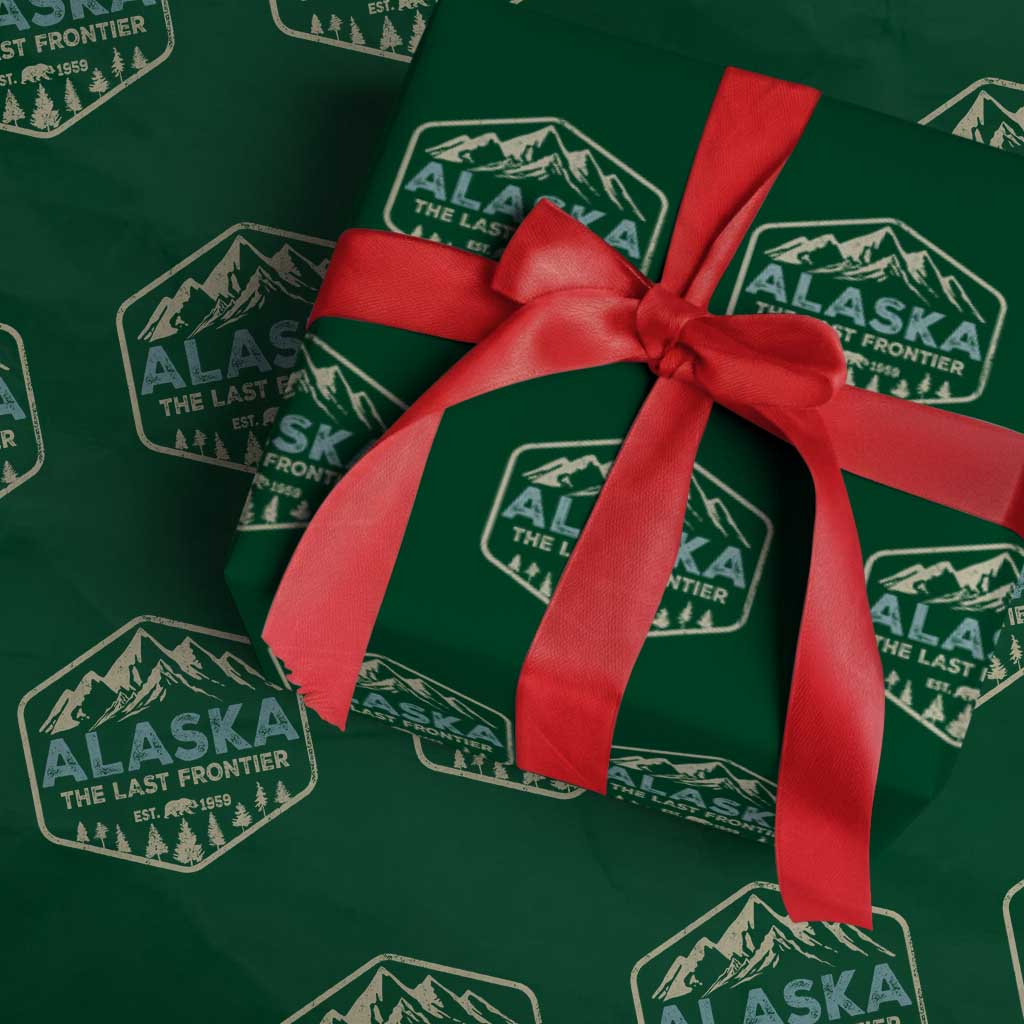 Vintage Alaska The Last Frontier Wrapping Paper Roll Retro Alaskan Bear Mountain Souvenir - Wonder Print Shop