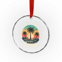 Vintage Always Chasing Sunsets Crystal Glass Ornament Hawaiian Tropical Beach Graphic