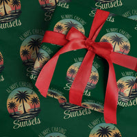 Vintage Always Chasing Sunsets Wrapping Paper Roll Hawaiian Tropical Beach Graphic