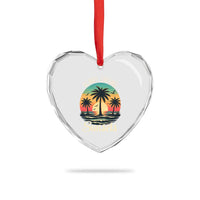 Vintage Always Chasing Sunsets Heart Crystal Glass Ornament Hawaiian Tropical Beach Graphic