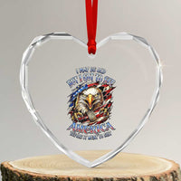 Vintage American Eagle Patriotic Pride Heart Crystal Glass Ornament I May Be Old But I Got To See America Freedom Sarcastic Political Humor
