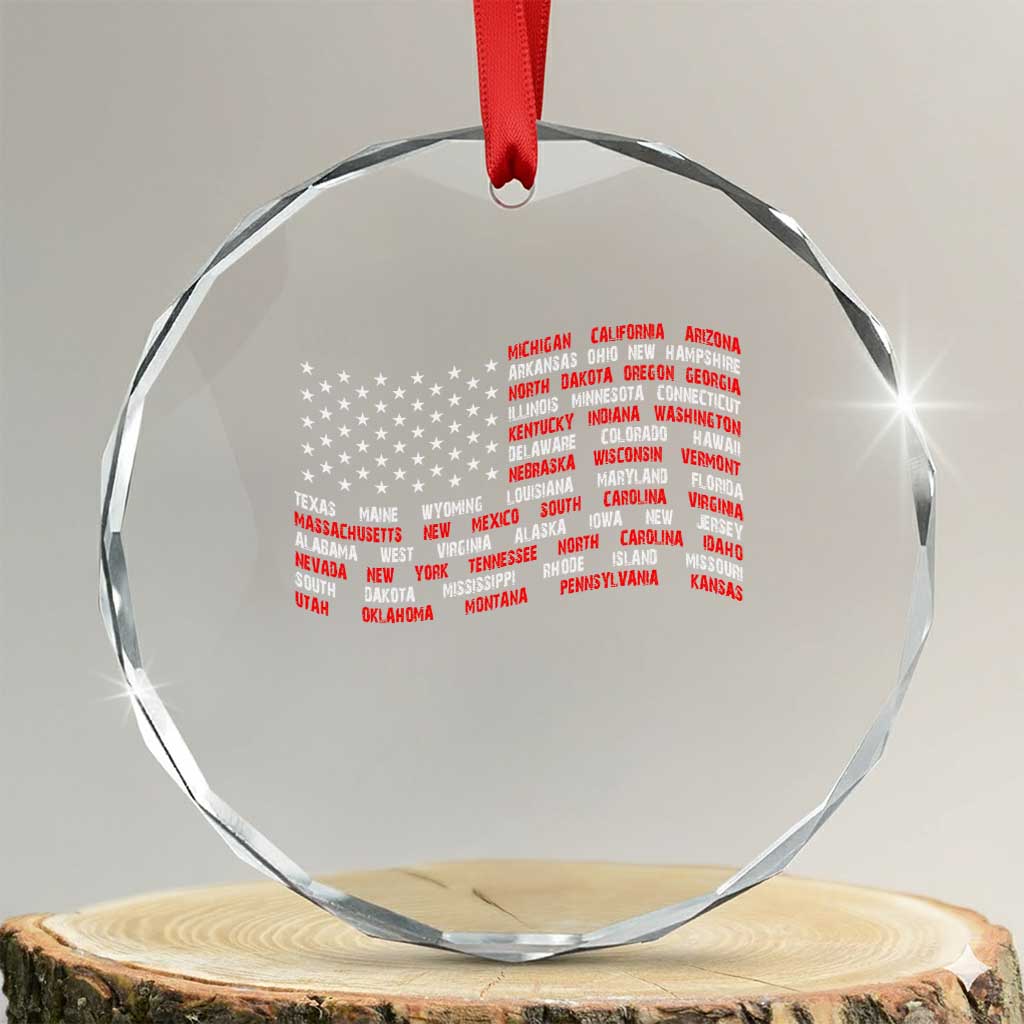 Vintage American Flag 50 States Crystal Glass Ornament Patriotic Gift