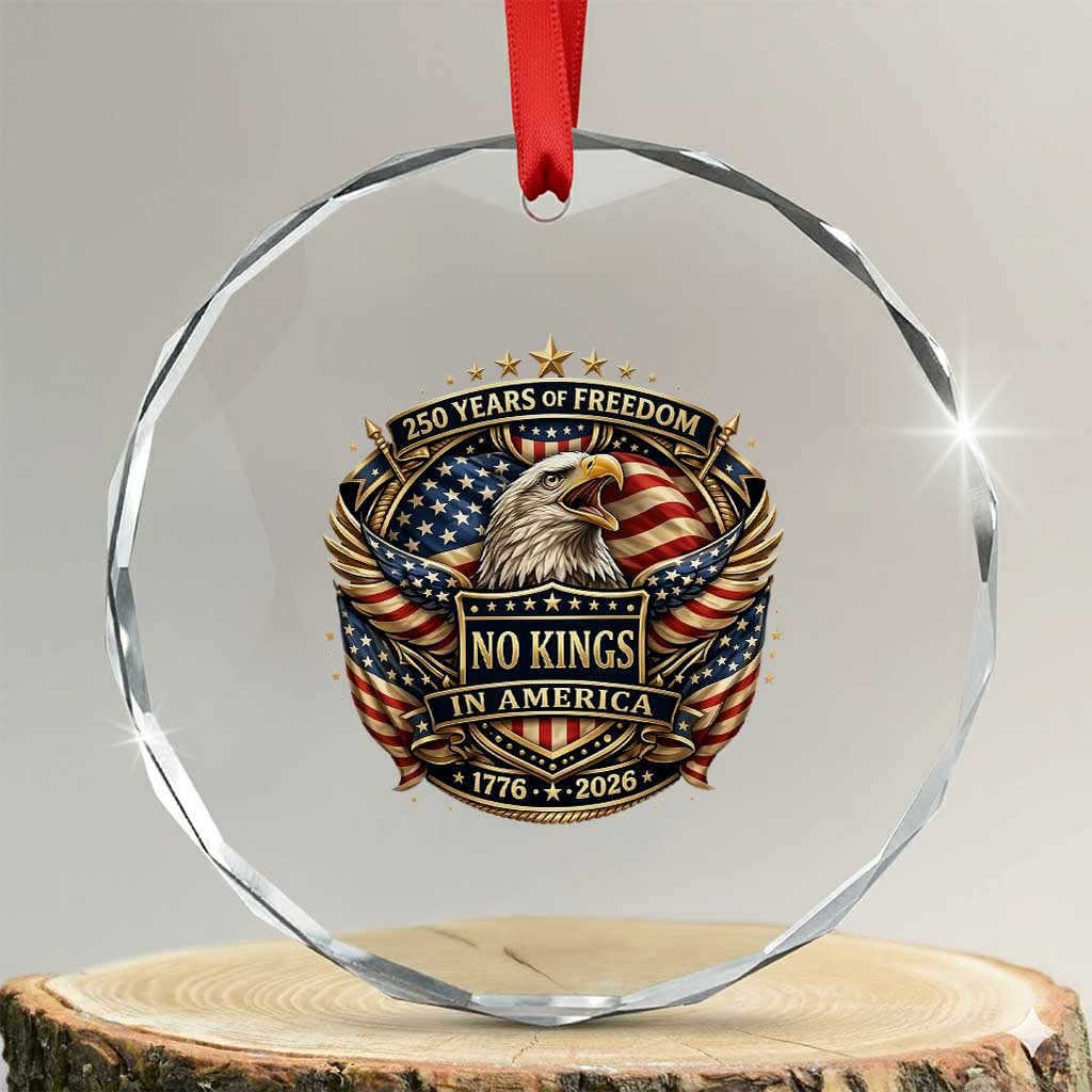 Vintage American Flag Eagle 250th Anniversary Crystal Glass Ornament No Kings In America