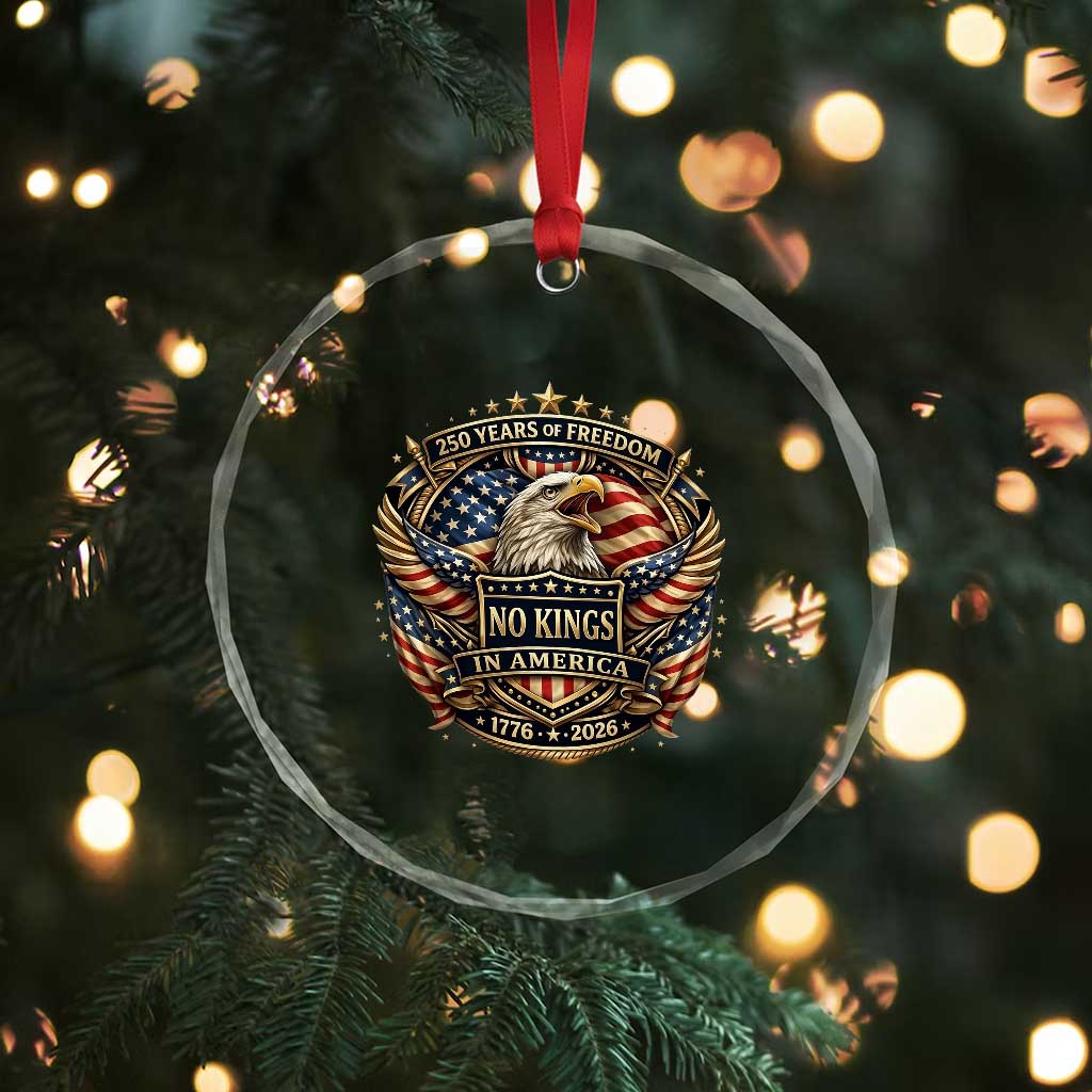 Vintage American Flag Eagle 250th Anniversary Crystal Glass Ornament No Kings In America