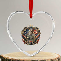 Vintage American Flag Eagle 250th Anniversary Heart Crystal Glass Ornament No Kings In America