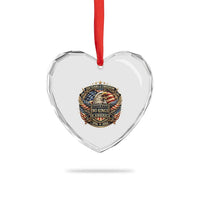 Vintage American Flag Eagle 250th Anniversary Heart Crystal Glass Ornament No Kings In America