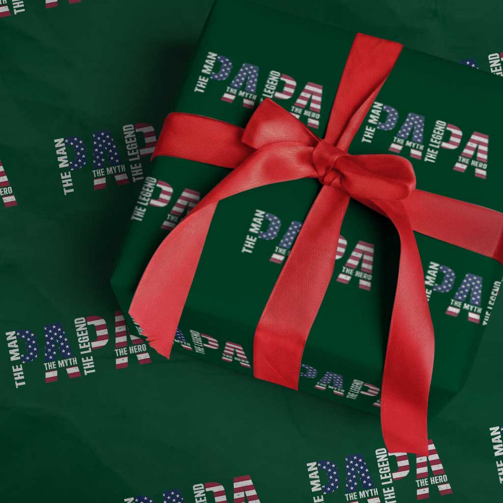 Vintage American Flag Papa The Man The Myth The Legend Wrapping Paper Roll Fathers Day Gift
