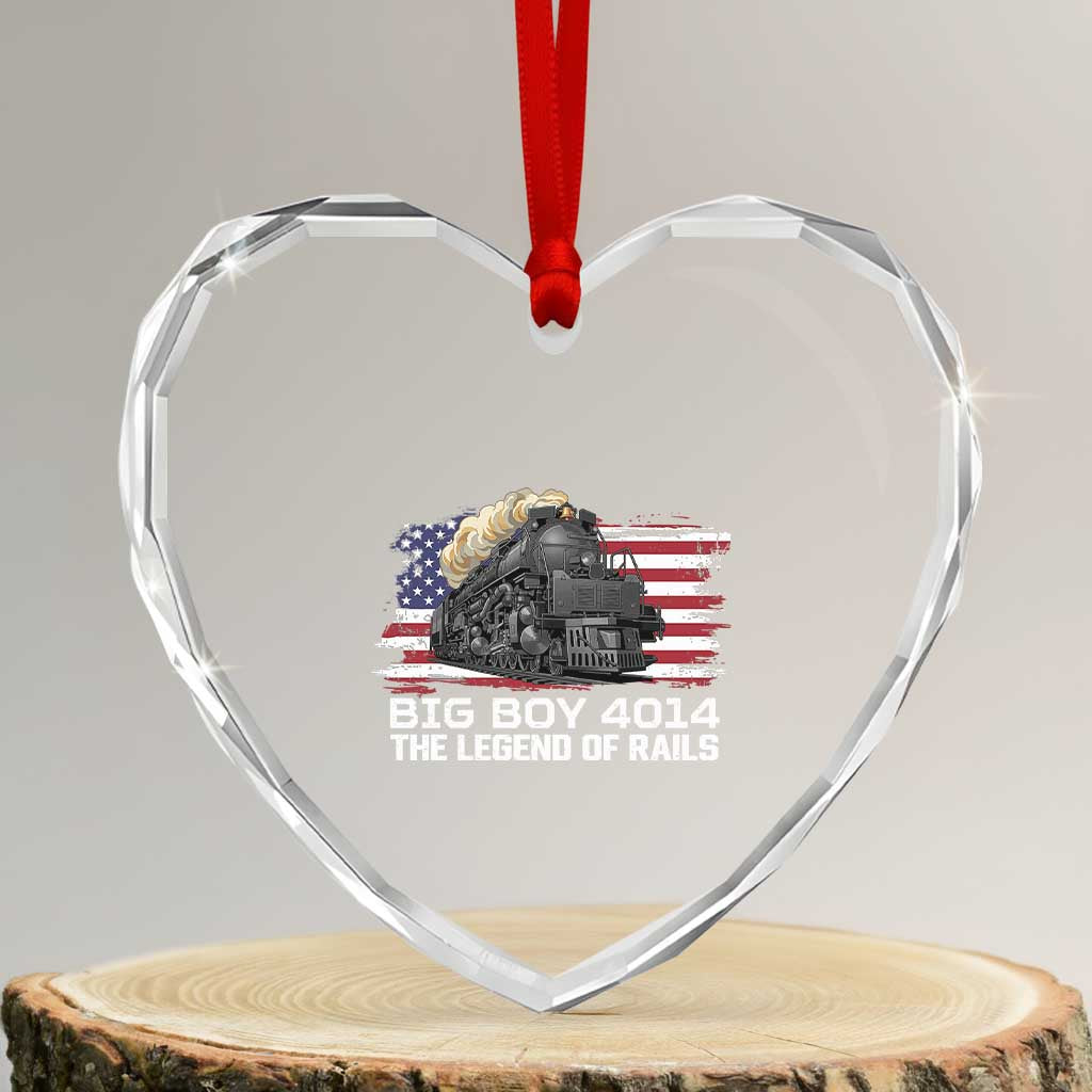 Vintage American Steam Train Heart Crystal Glass Ornament Legend of the Rails Heritage Pride