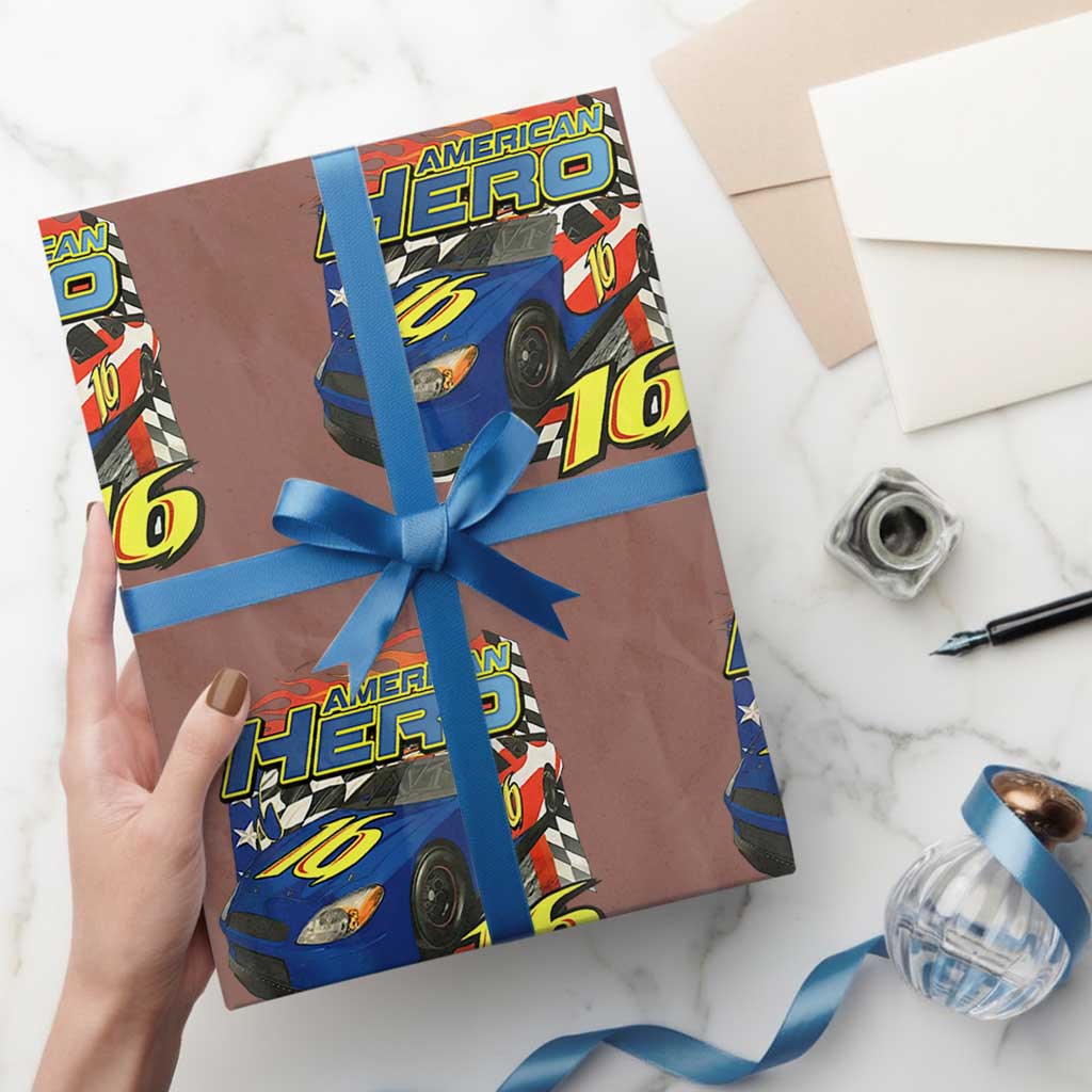 Vintage Americana Speed Legend 16 Tribute Wrapping Paper Roll American Hero #16 Stock Car Memorial - Wonder Print Shop