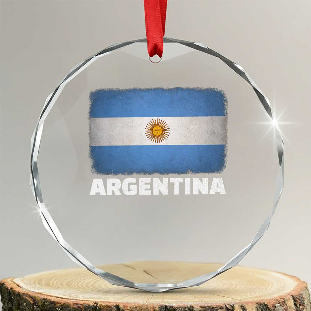 Vintage Argentina Flag Sun of May Argentinian Souvenir Crystal Glass Ornament