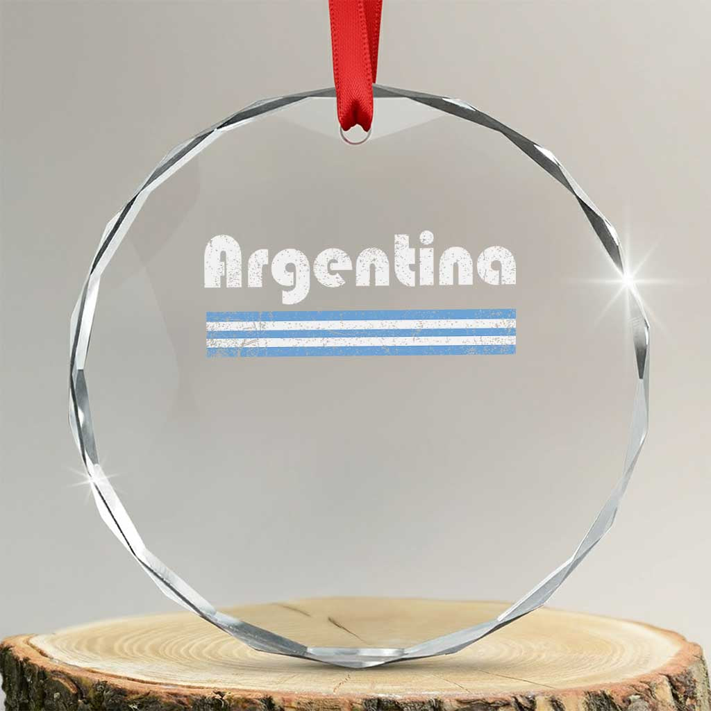 Vintage Argentina Retro Distressed Graphic Crystal Glass Ornament Patriotic Argentine Heritage Pride Souvenir