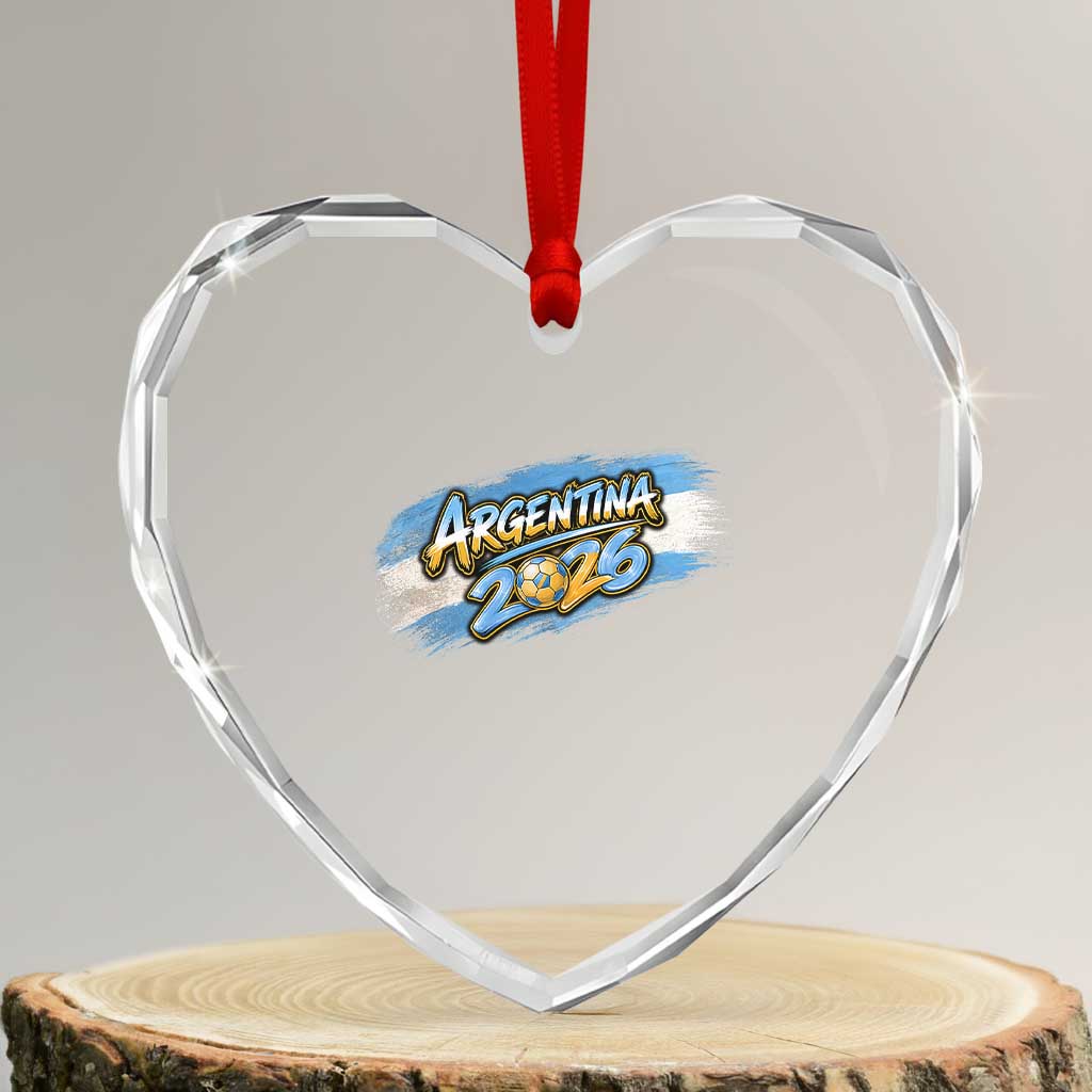 Vintage Argentina Soccer Pride 2026 Graphic Heart Crystal Glass Ornament