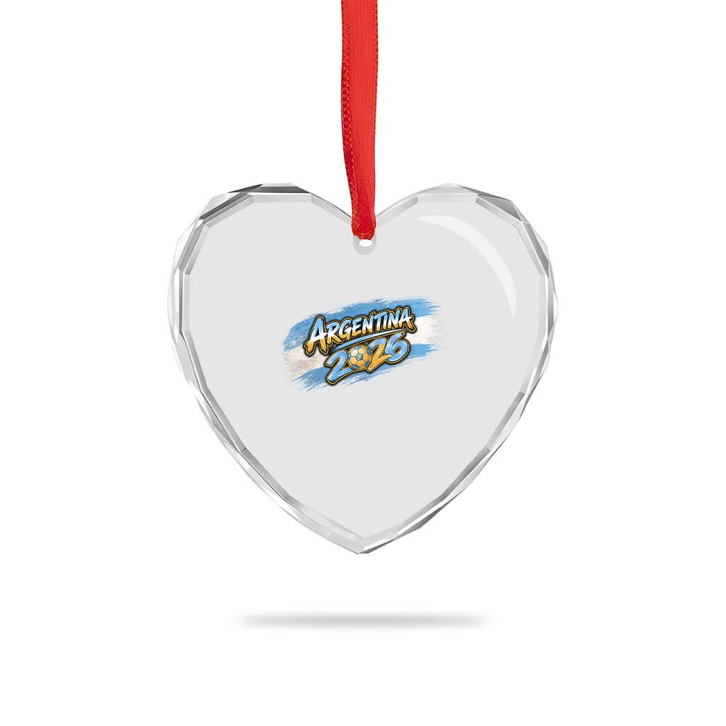 Vintage Argentina Soccer Pride 2026 Graphic Heart Crystal Glass Ornament