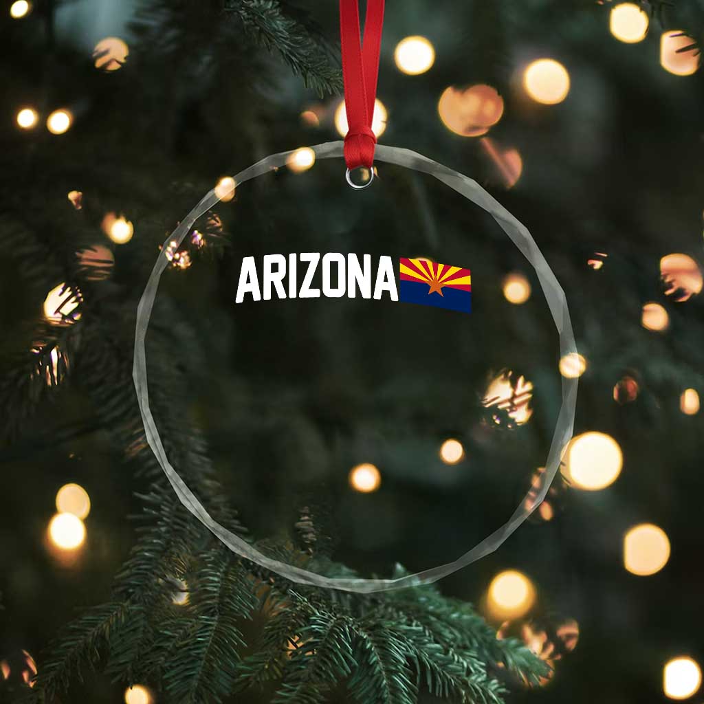 Vintage Arizona AZ State Flag Crystal Glass Ornament