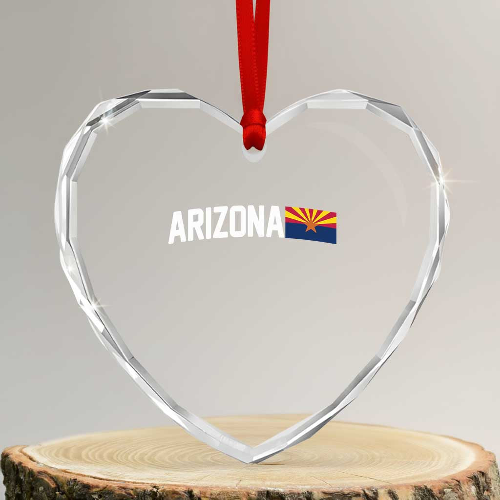 Vintage Arizona AZ State Flag Heart Crystal Glass Ornament