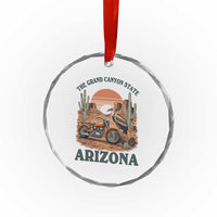 Vintage Arizona Motorcycle Rider Crystal Glass Ornament Desert Cactus Grand Canyon State