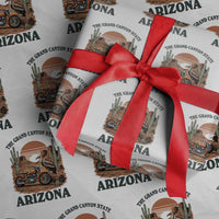 Vintage Arizona Motorcycle Rider Wrapping Paper Roll Desert Cactus Grand Canyon State