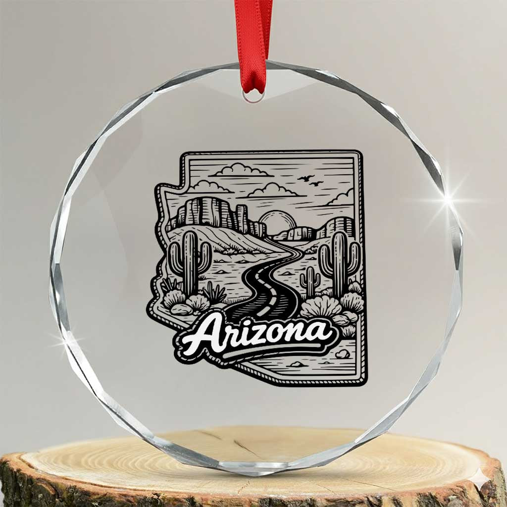 Vintage Arizona Pride Crystal Glass Ornament Cactus Desert Western Landscape