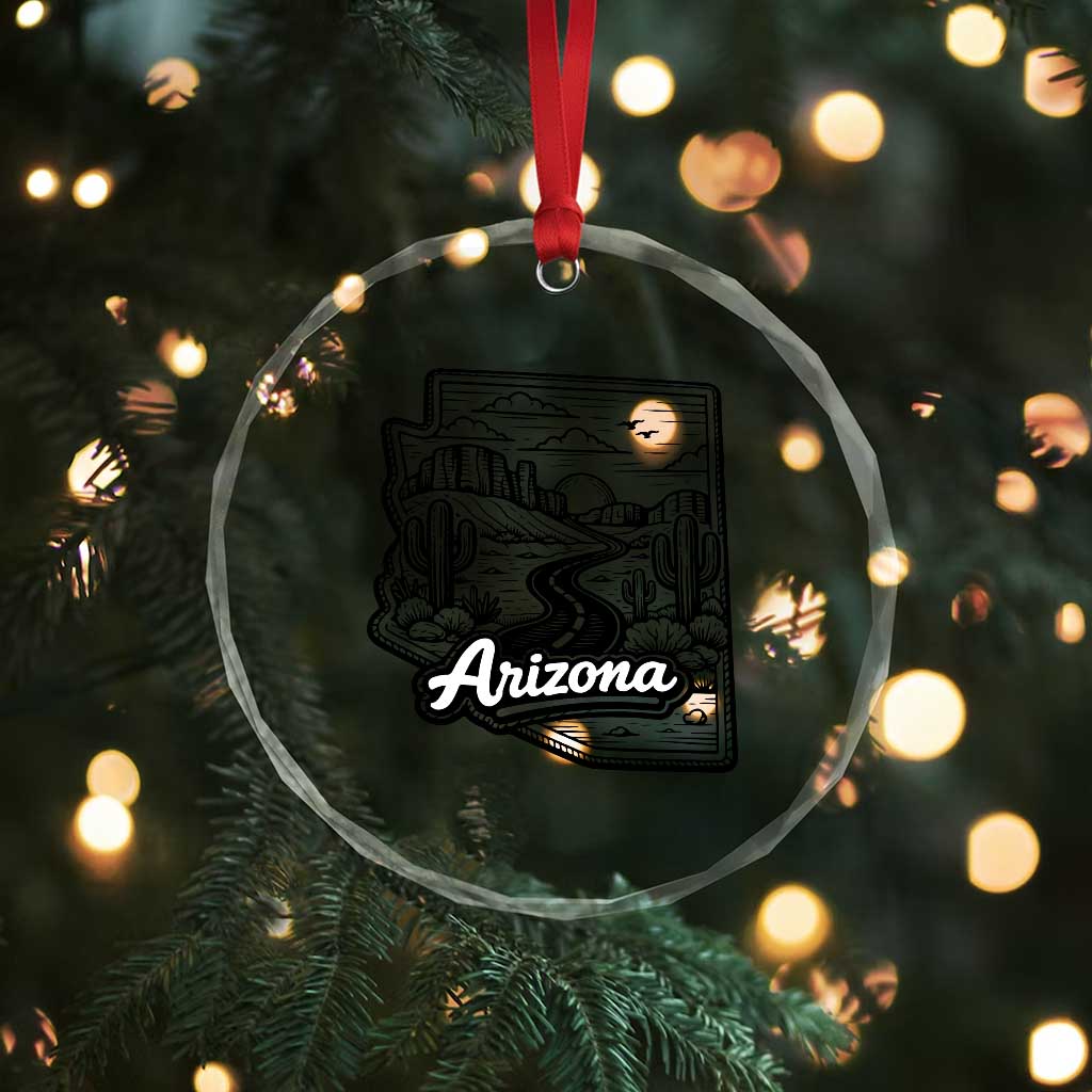 Vintage Arizona Pride Crystal Glass Ornament Cactus Desert Western Landscape
