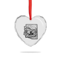 Vintage Arizona Pride Heart Crystal Glass Ornament Cactus Desert Western Landscape