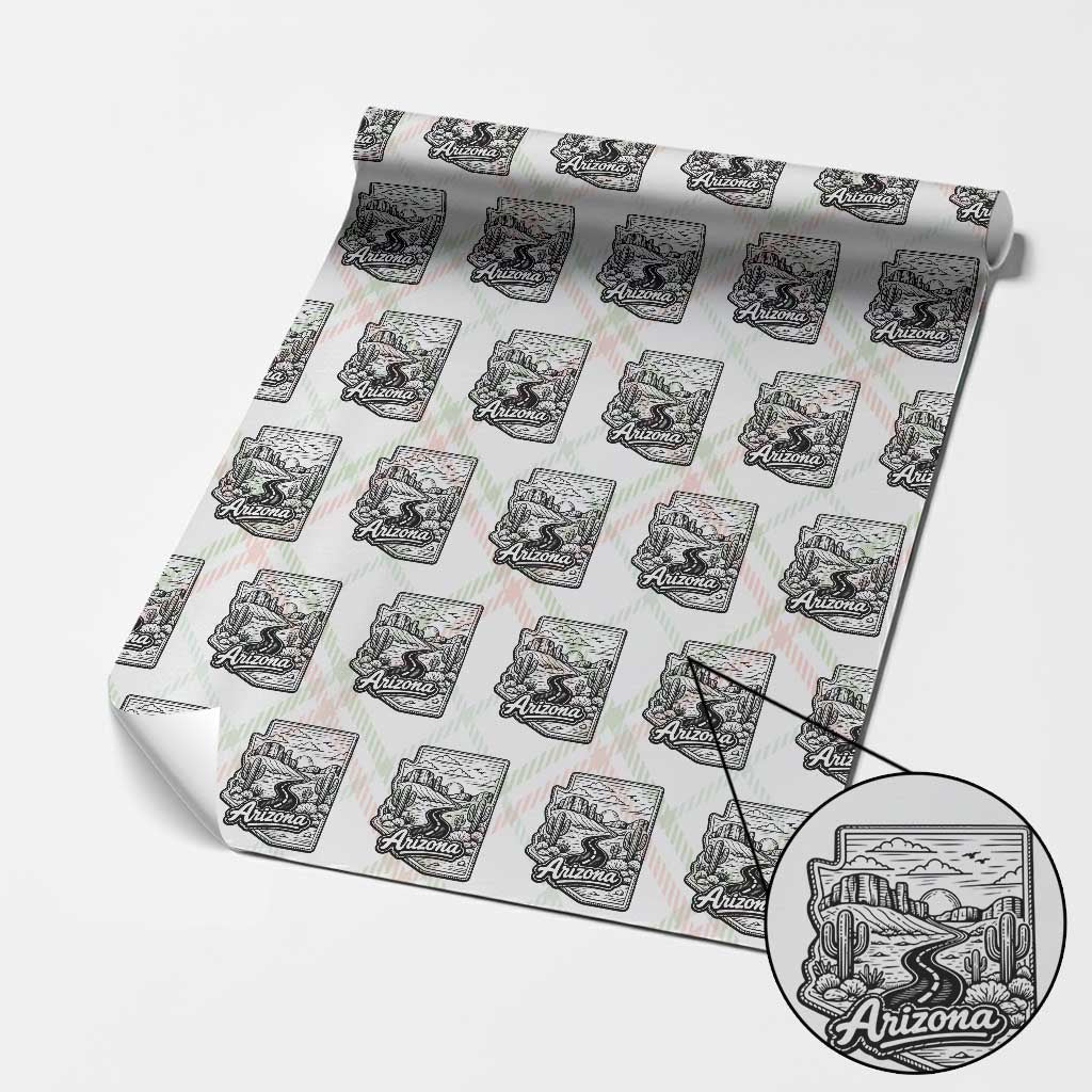 Vintage Arizona Pride Wrapping Paper Roll Cactus Desert Western Landscape