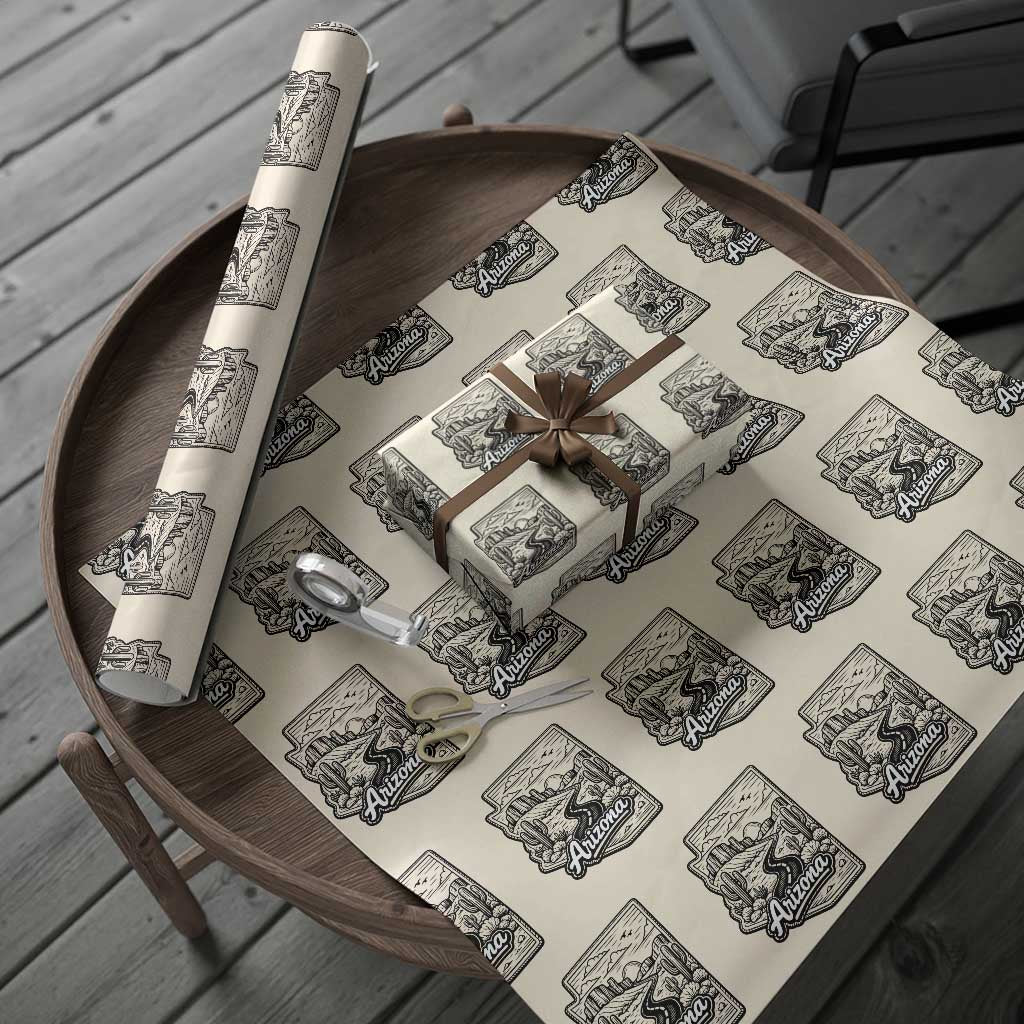 Vintage Arizona Pride Wrapping Paper Roll Cactus Desert Western Landscape