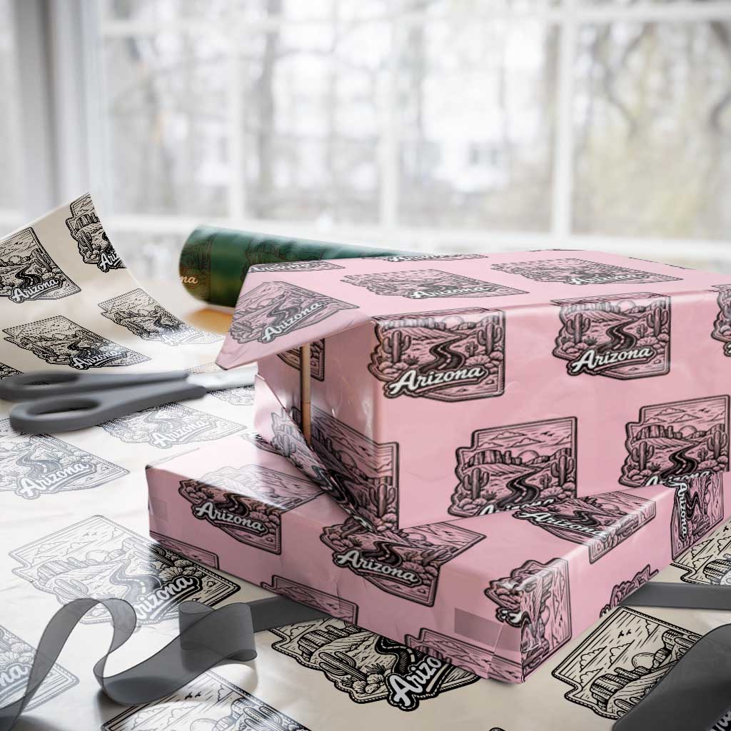 Vintage Arizona Pride Wrapping Paper Roll Cactus Desert Western Landscape