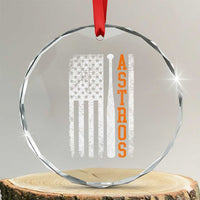 Vintage Astro Crystal Glass Ornament Last Name Baseball American Flag Retro Style 70s 80s 90s