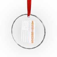 Vintage Astro Crystal Glass Ornament Last Name Baseball American Flag Retro Style 70s 80s 90s
