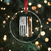 Vintage Astro Crystal Glass Ornament Last Name Baseball American Flag Retro Style 70s 80s 90s