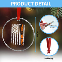 Vintage Astro Crystal Glass Ornament Last Name Baseball American Flag Retro Style 70s 80s 90s