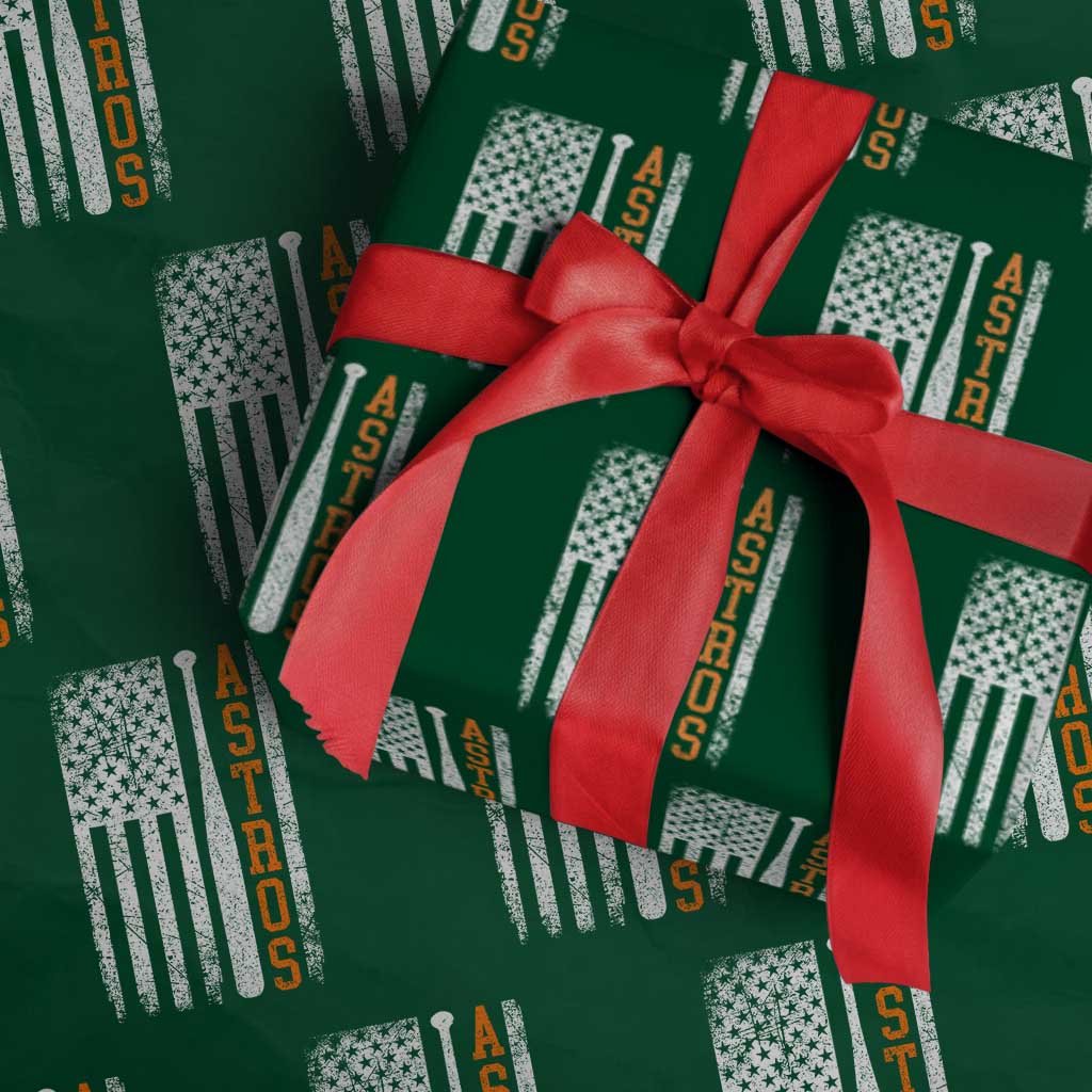 Vintage Astro Wrapping Paper Roll Last Name Baseball American Flag Retro Style 70s 80s 90s