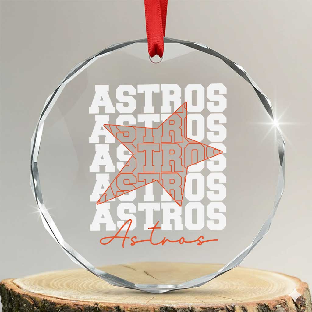 Vintage Astro Last Name Crystal Glass Ornament Baseball Fan Graphic