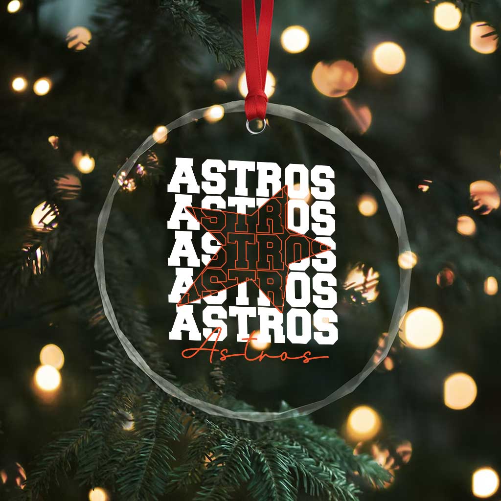 Vintage Astro Last Name Crystal Glass Ornament Baseball Fan Graphic