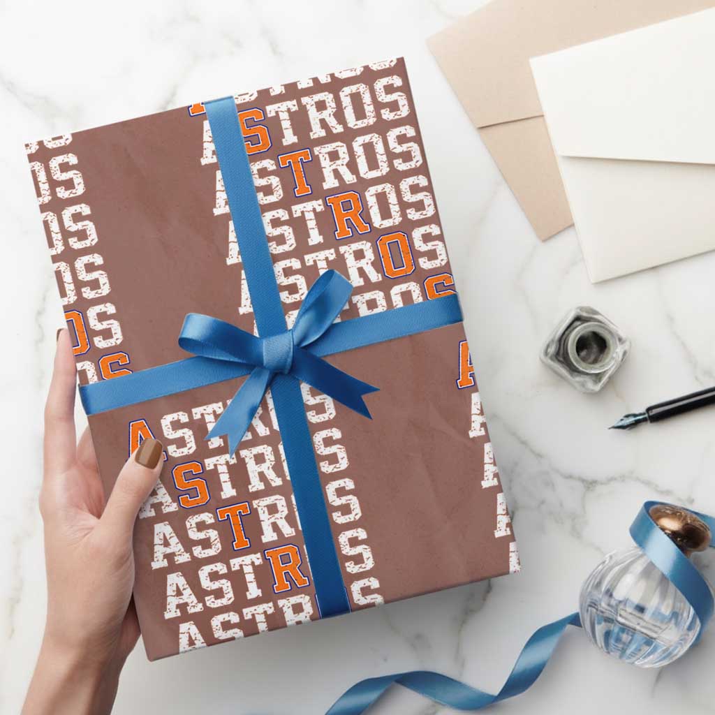 Vintage Astro Last Name Wrapping Paper Roll Retro Baseball Fans Sports Style