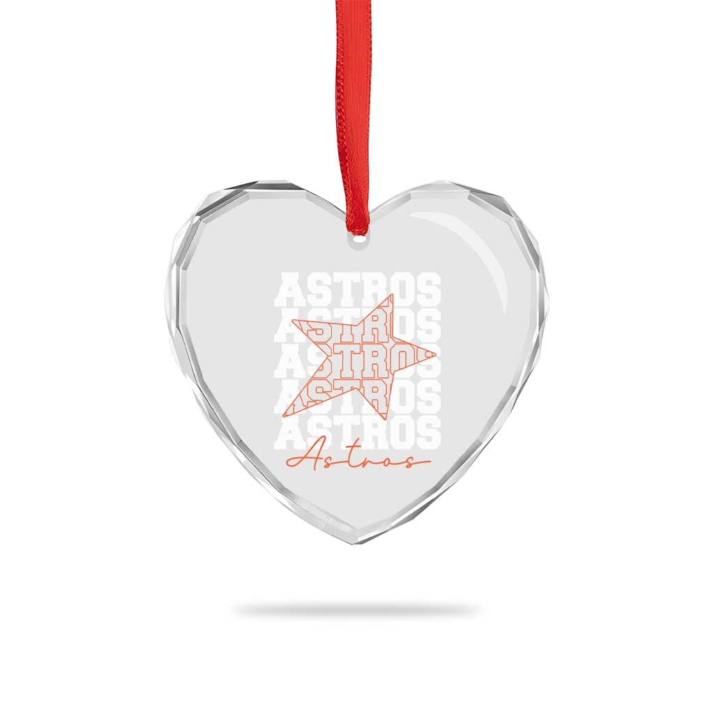 Vintage Astro Last Name Heart Crystal Glass Ornament Baseball Fan Graphic