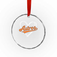 Vintage Astro Name Sports Style Crystal Glass Ornament Varsity Script Vintage Baseball Heart Graphic